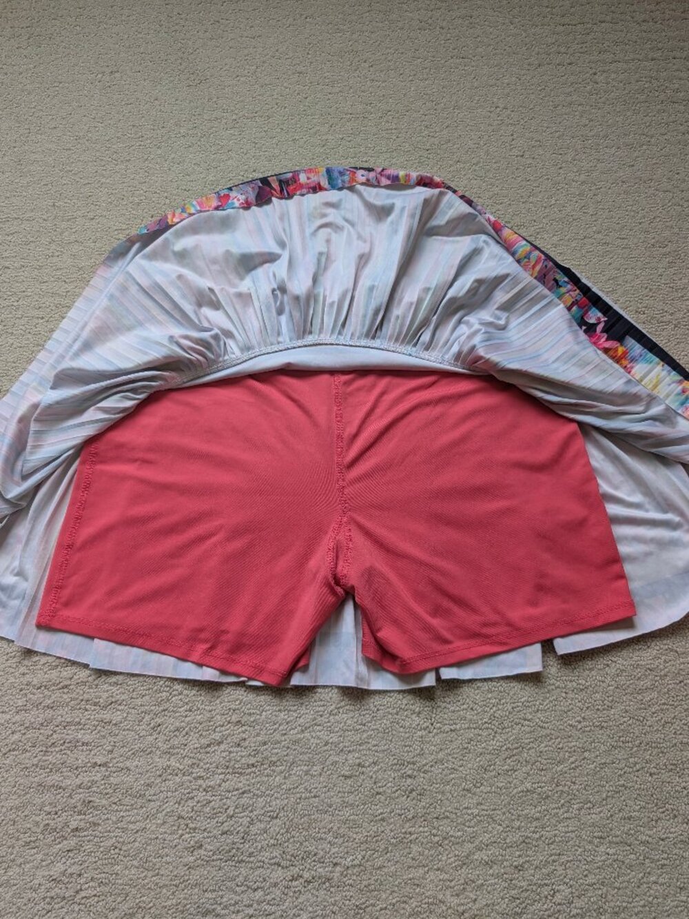 EUC Lucky in Love XL Techno Tropic Long Techno Stripe Pleated Skirt Tennis Skort - Picture 8 of 10